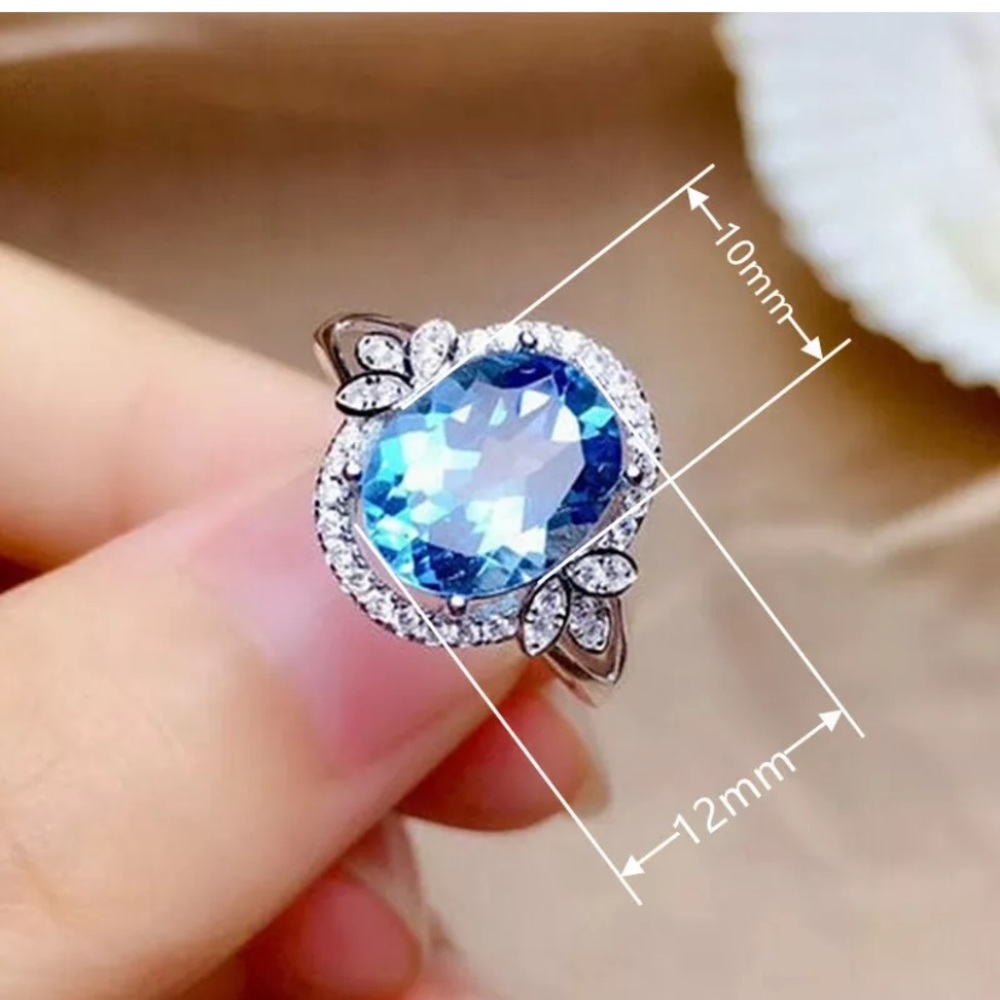 Gorgeous 925 Silver Oval Cut Aquamarine Ring - Picture 4 of 6